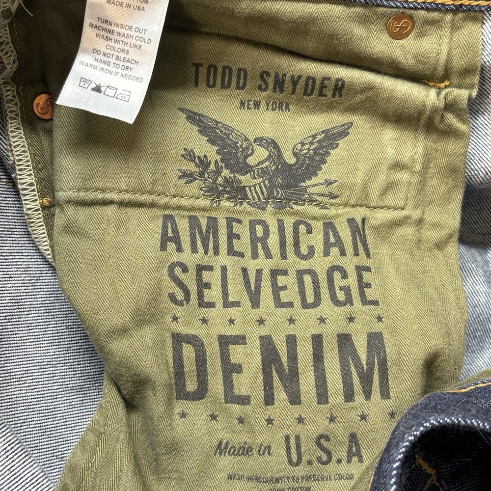 Todd Snyder Jeans Mens 32x30 Selvedge Blue Straight Slim Fit‎ Button Fly Indigo - Picture 14 of 16